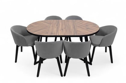 Rozkladací jedálenský stôl Cedrus Rozeta 105-160x105 cm - dub estana / čierna Stôl Cedrus Rozeta 105/160 cm loftowy rozkladany - Dub estana / Čierny