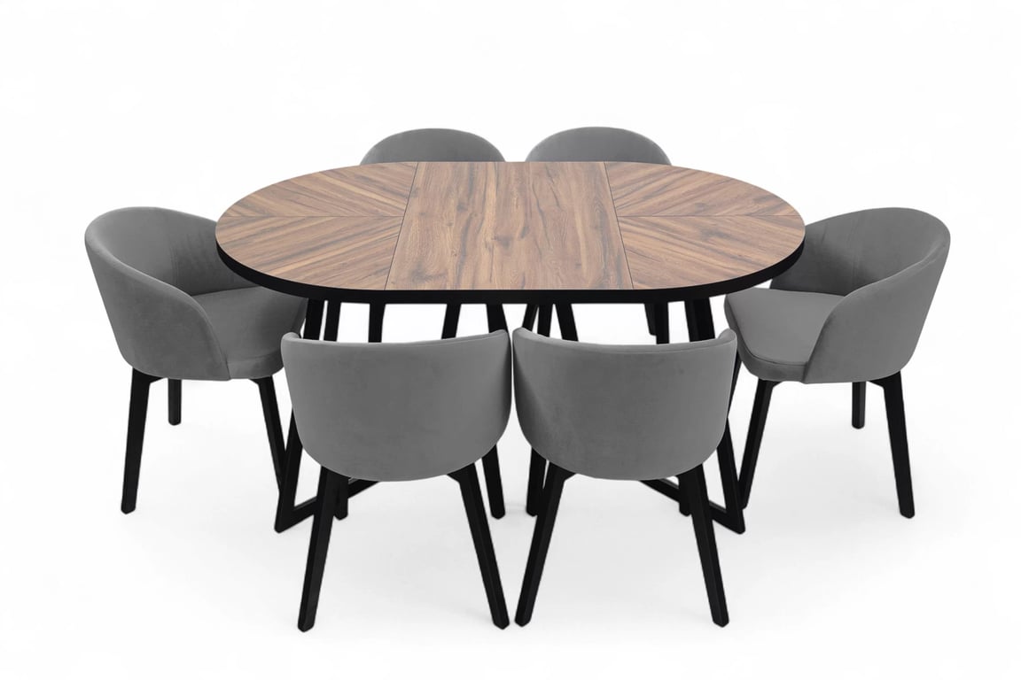 Rozkladací jedálenský stôl Cedrus Rozeta 105-160x105 cm - dub estana / čierna Stôl Cedrus Rozeta 105/160 cm loftowy rozkladany - Dub estana / Čierny