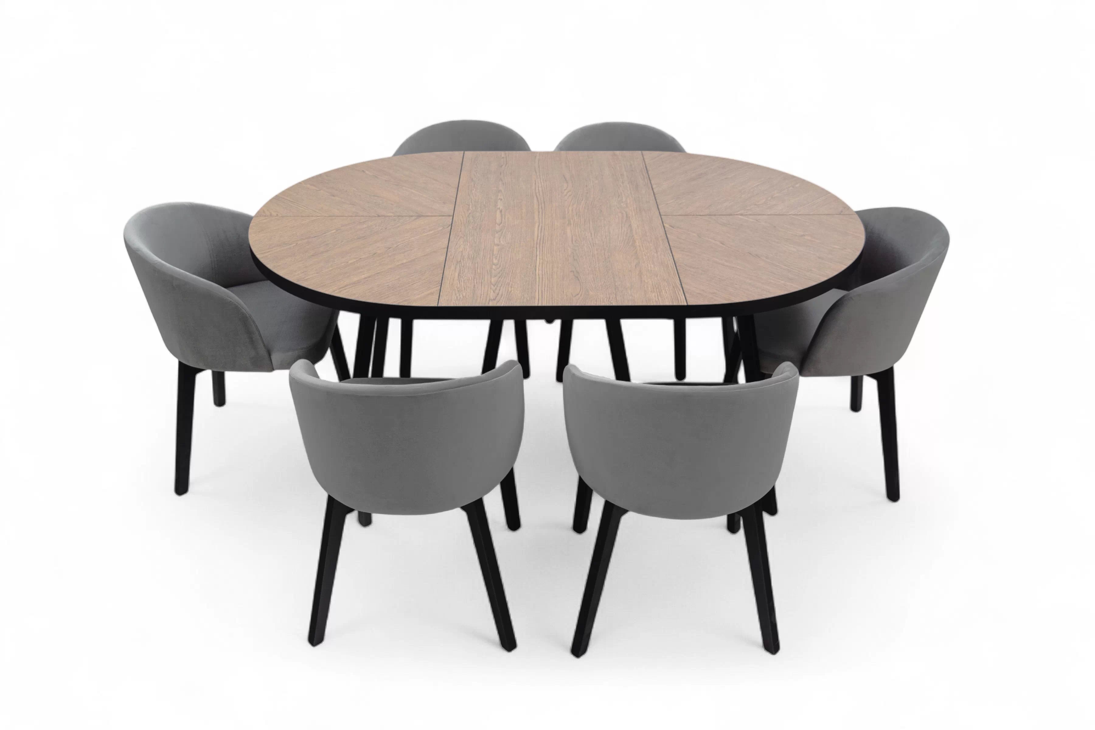 Rozkládací jídelní stůl Cedrus Rozeta 95-150 cm - dub belmont / černá Stůl Cedrus Rozeta 95/150 cm loftový rozkladany - dub belmont / černá