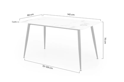 Obdélníkový stůl Emilio 140x80 cm - bílý mramor / černá Stůl Emilio 140x80 cm - bílá mramor / černá