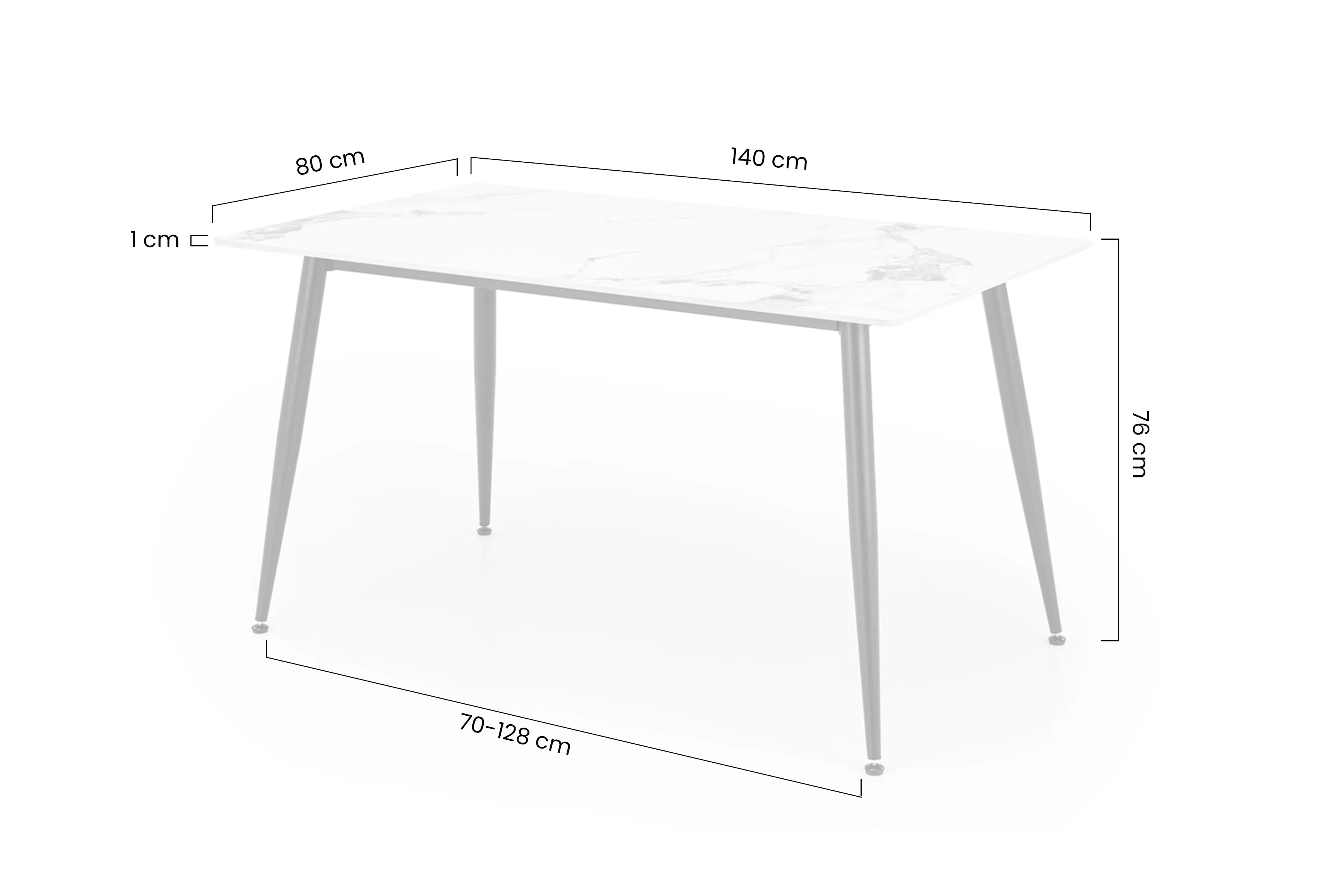 Obdélníkový stůl Emilio 140x80 cm - bílý mramor / černá Stůl Emilio 140x80 cm - bílá mramor / černá