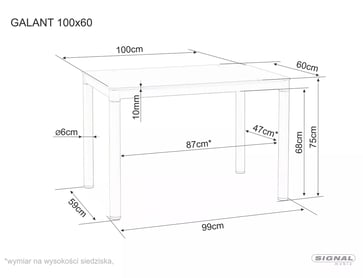 Jedálenský stôl GALANT biely 100*60 stôl galant 100x60 - Biely