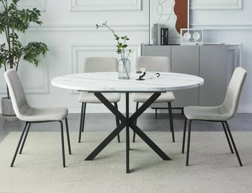 STOL GASTON BIALY mramorový efekt /Čierny MAT 100(135)X100 stOL gaston biaLy mramorový efekt /Čierny mat 100(135)x100