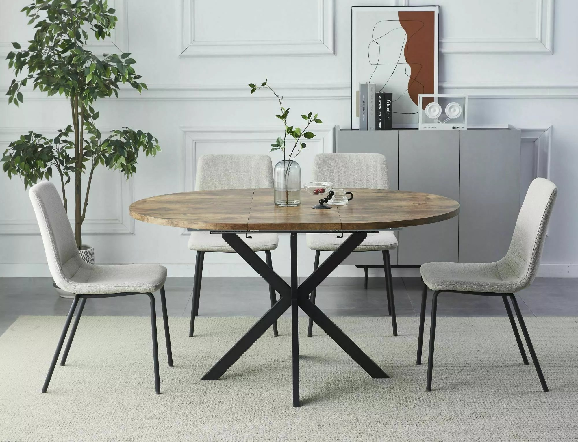 STOL GASTON Orech VINTAGE/Čierny MAT 100(135)X100 stOL gaston Orech vintage/Čierny mat 100(135)x100