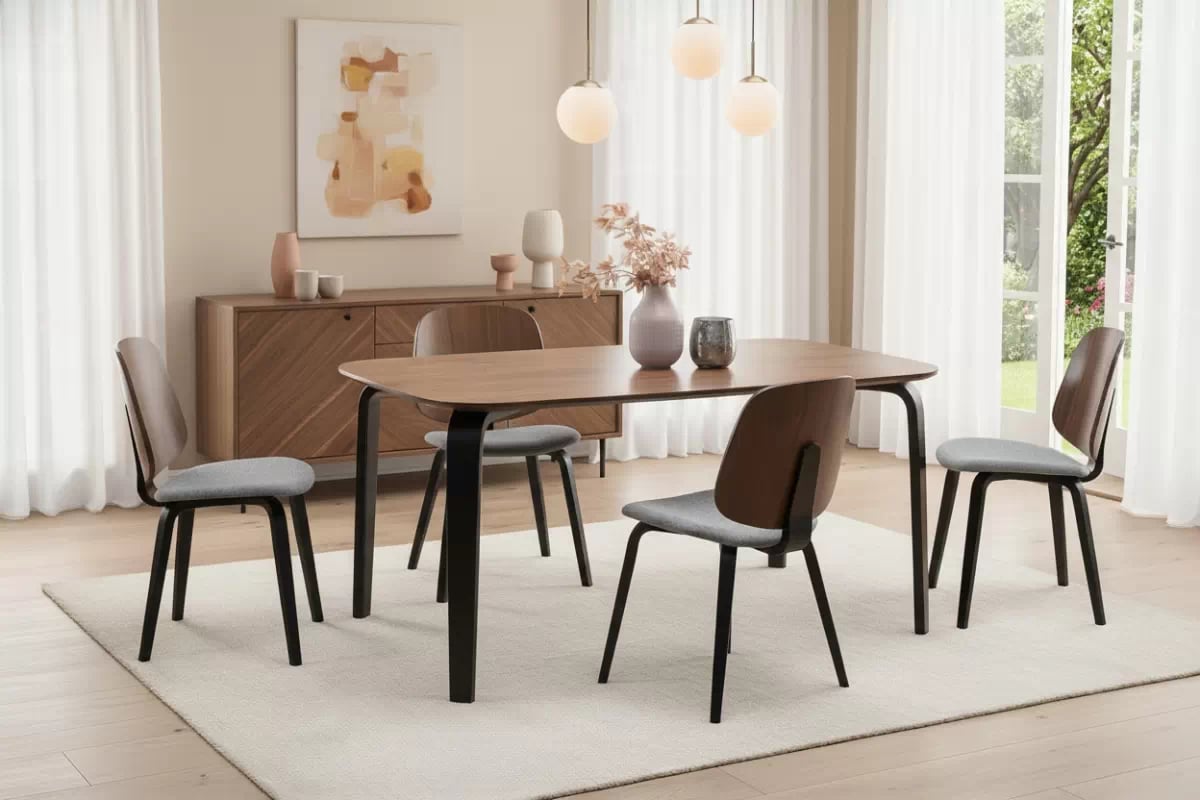 Obdĺžnikový stôl Norello 160x90 cm - orech / čierna Stôl Norello 160x90 cm - orech / čierny