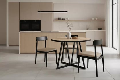 Okrúhly rozkladací stôl Cedrus Linear 95/150 cm loftový - dub hickory / čierna Stôl okrúhly Cedrus Linear 95/150 cm loftowy rozkladany - Dub hikora / Čierny