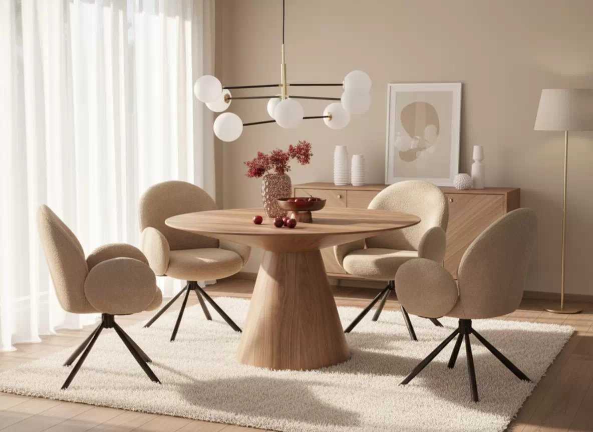 Kulatý stůl Henderson 136 cm - ořech Stůl okragly 136 Henderson - ořech