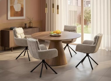 Kulatý stůl Henderson 136 cm - ořech Stůl okragly 136 Henderson - ořech