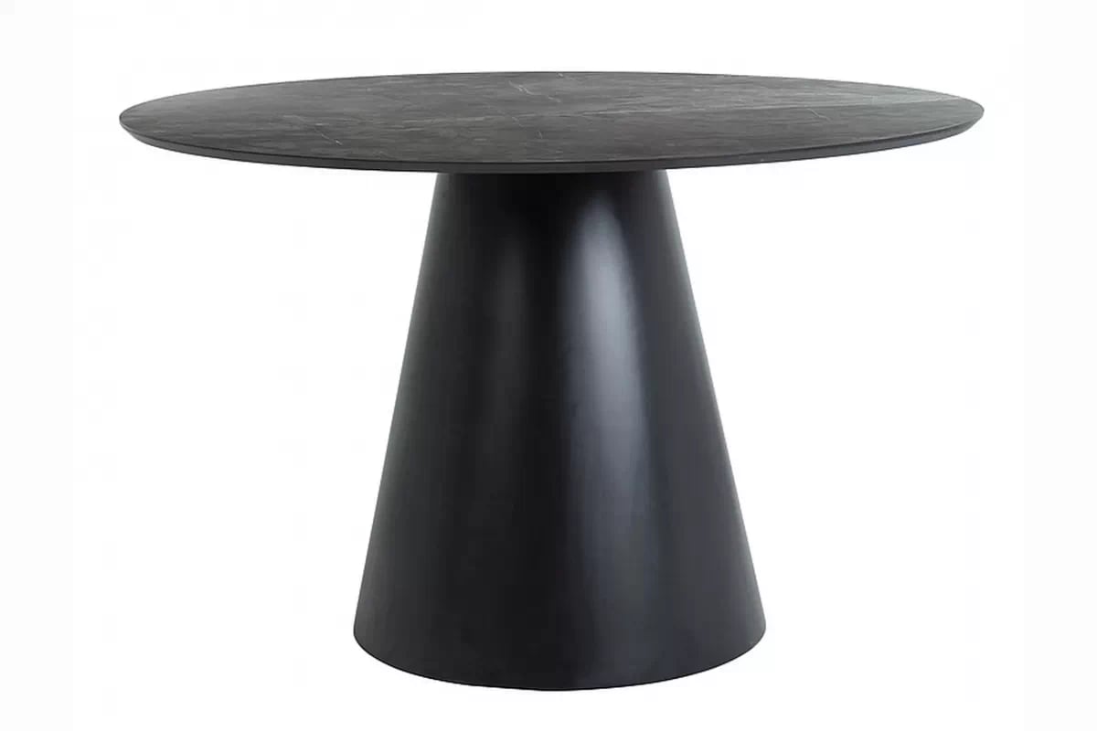 Kulatý stůl Angel 120 cm - šedý mramor / černá Stůl okragly Angel 120 cm - šedá mramor / černá