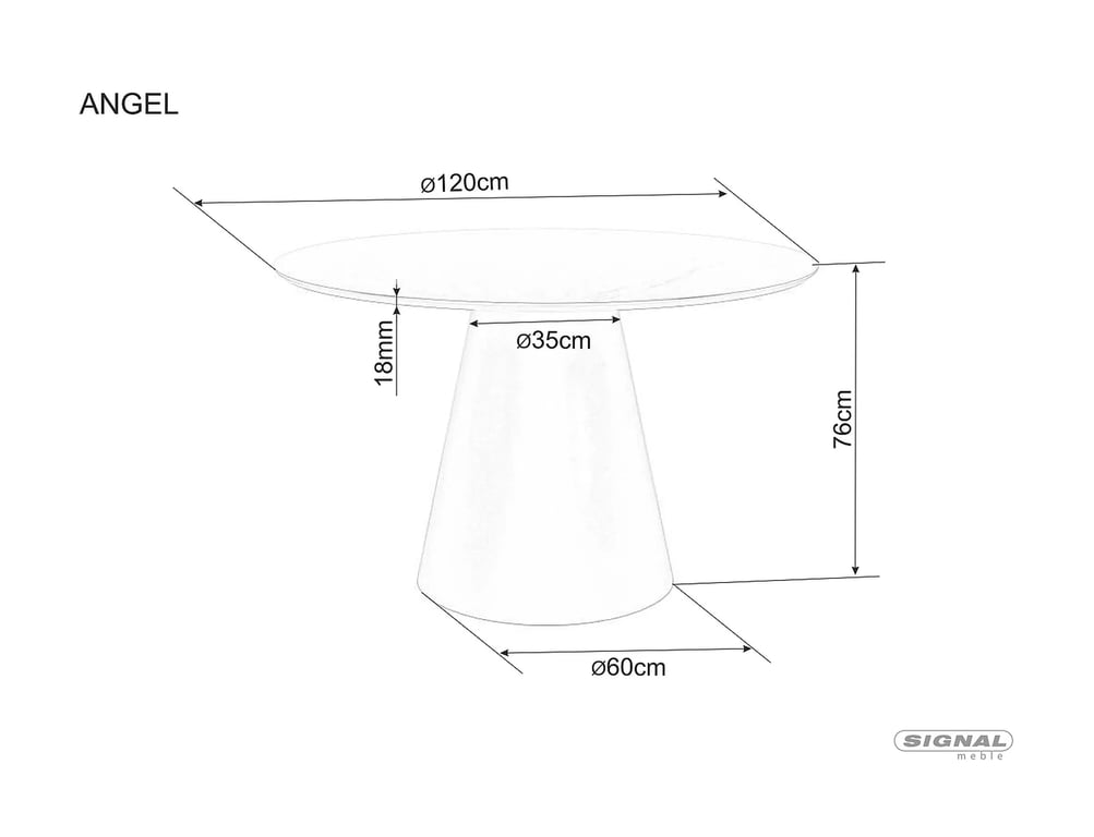 Kulatý jídelní stůl Angel 120 cm - mramorový efekt / šedá / černá Stůl okragly angel 120 cm - mramorový efekt / šedá / černá