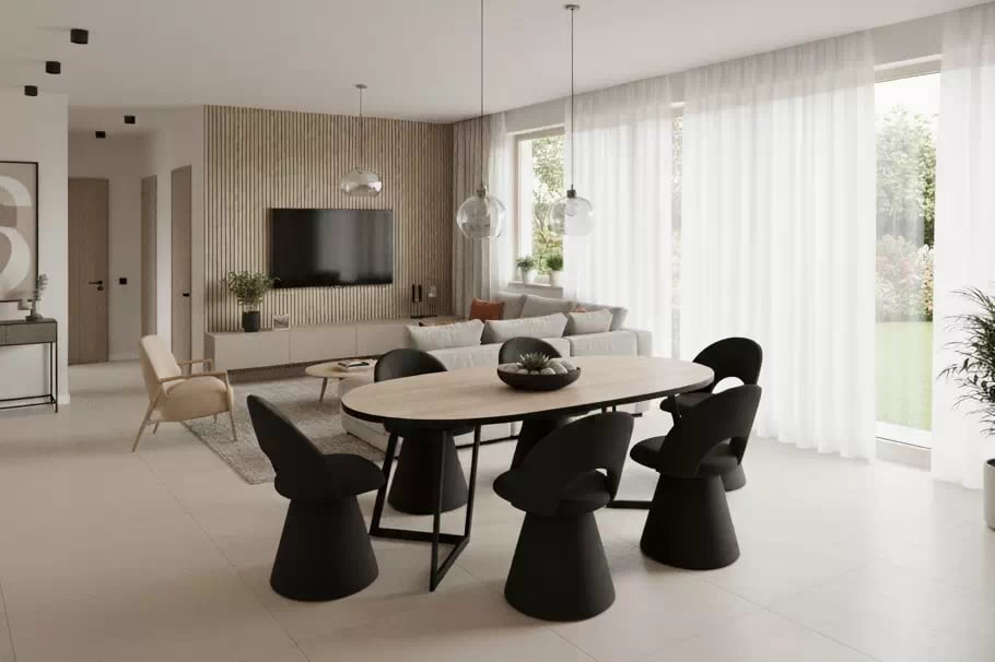 Kulatý rozkládací stůl Cedrus Linear 105/160 cm loftový - dub hickory / černá Stůl okragly Cedrus Linear 105/160 cm loftový rozkladany - dub hikora / černá