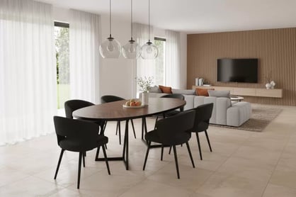 Okrúhly rozkladací stôl Cedrus Rozeta 105/160 cm loftový - dub estana / čierna Stôl okragly Cedrus Rozeta 105/160 cm loftowy rozkladany - Dub estana / Čierny