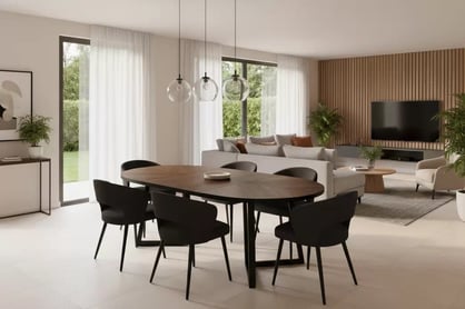 Rozkladací jedálenský stôl Cedrus Rozeta 95-150x95 cm - dub belmont / čierna Stôl okragly Cedrus Rozeta 95/150 cm loftowy rozkladany - Dub belmont / Čierny