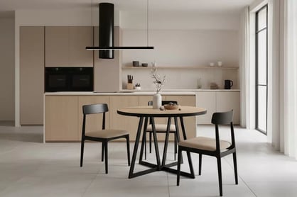 Rozkladací jedálenský stôl Cedrus Rozeta 95-150x95 cm - dub estana / čierna Stôl okragly Cedrus Rozeta 95/150 cm loftowy rozkladany - Dub estana / Čierny