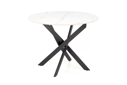 Okrúhly stôl Edgar 100 cm - biely mramor / čierne nohy