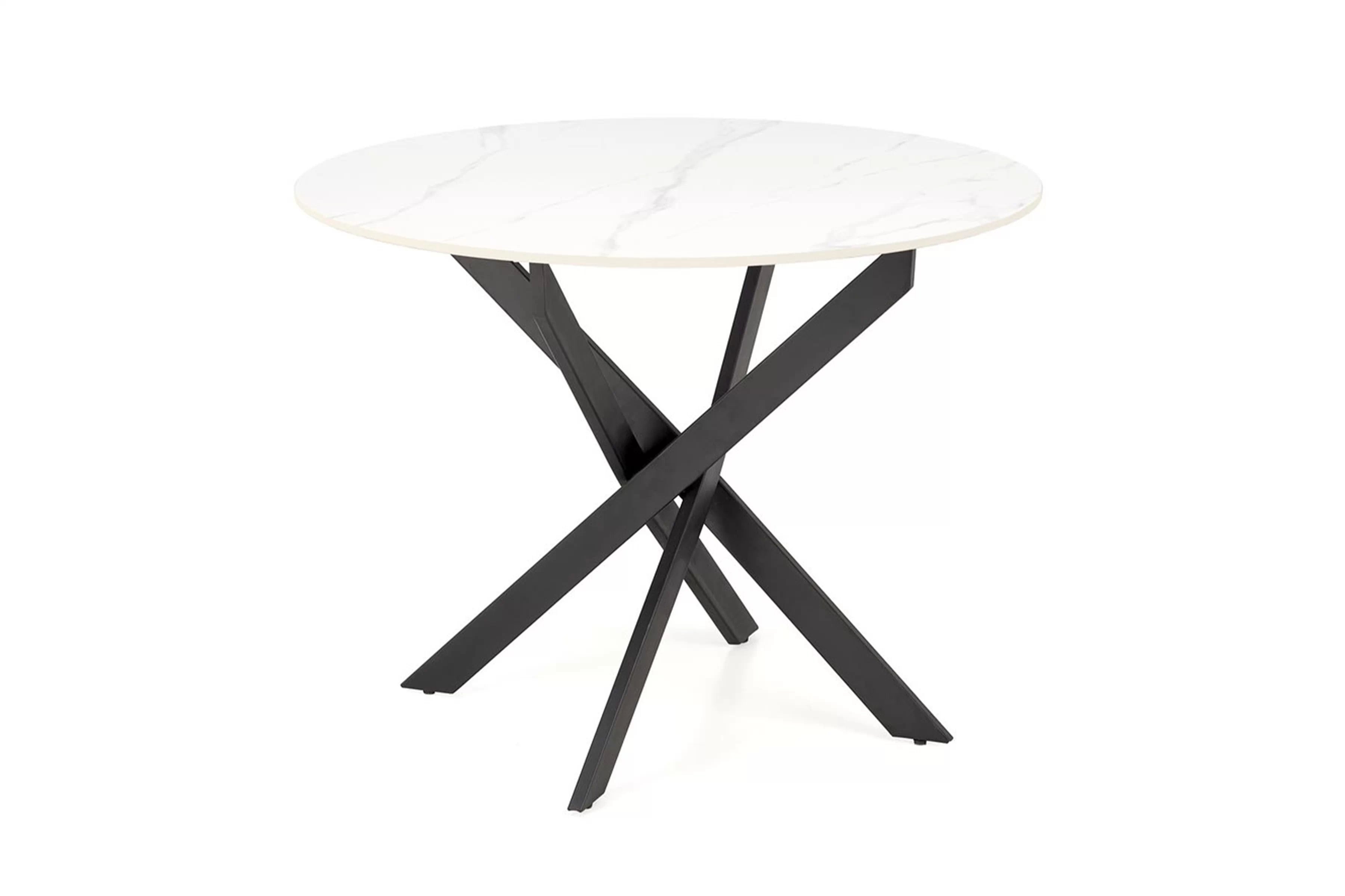 Okrúhly stôl Edgar 100 cm - biely mramor / čierne nohy Stôl okragly Edgar 100 cm - Biely mramor / čierny nožičky