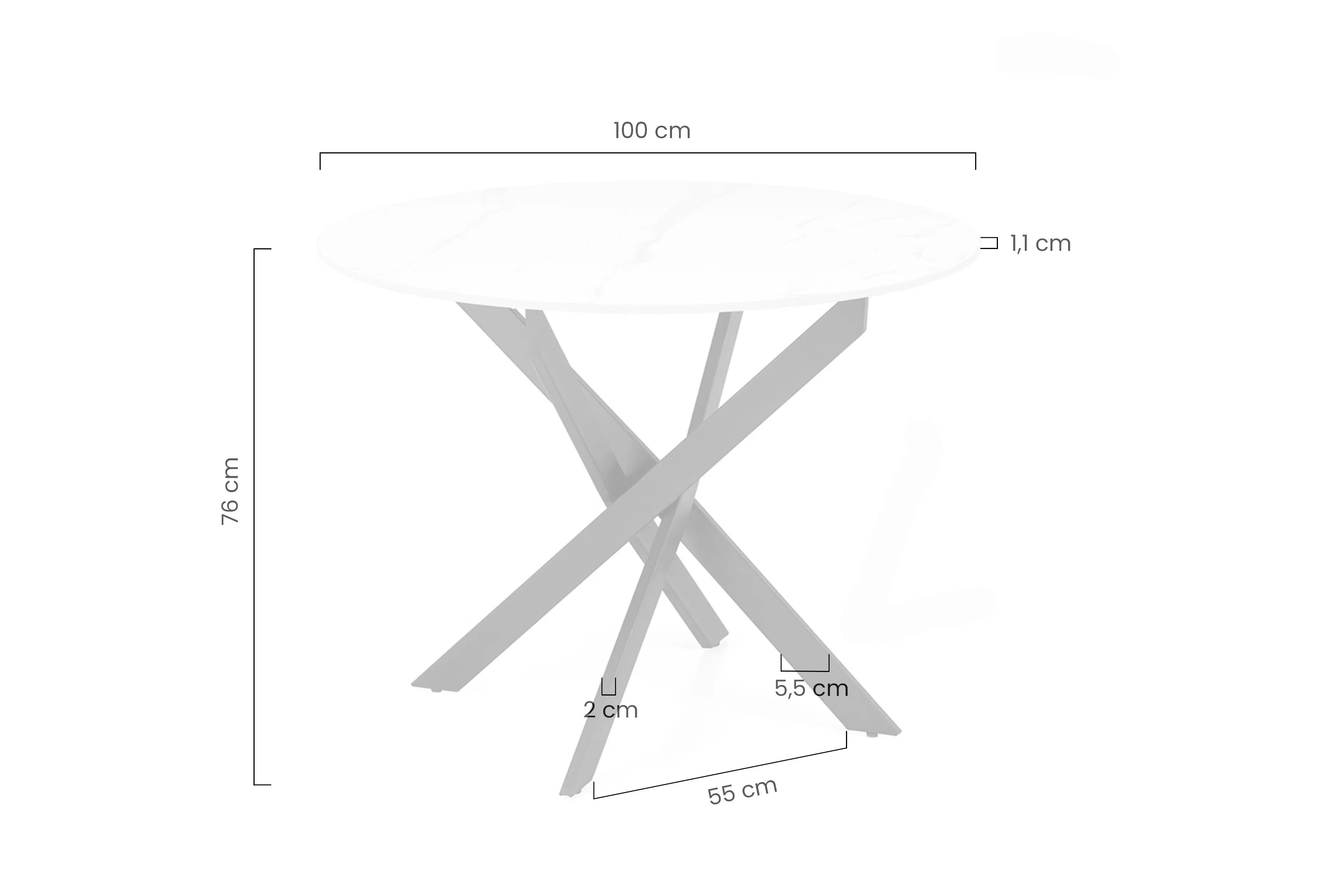 Okrúhly stôl Edgar 100 cm - biely mramor / čierne nohy Stôl okragly Edgar 100 cm - Biely mramor / čierny nožičky