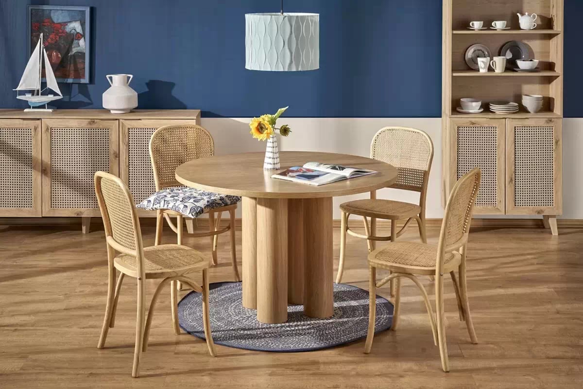 Kulatý stůl Gravon 120 cm - přírodní dub Stůl okragly Elefante - dub přírodní