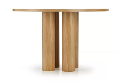 Jídelní set Gravon - kulatý stůl + 4 dřevěné židle Ilian - dub přírodní Stůl okragly Gravon se čtyřmi krzeslami drewnianymi Ilian - dub přírodní 