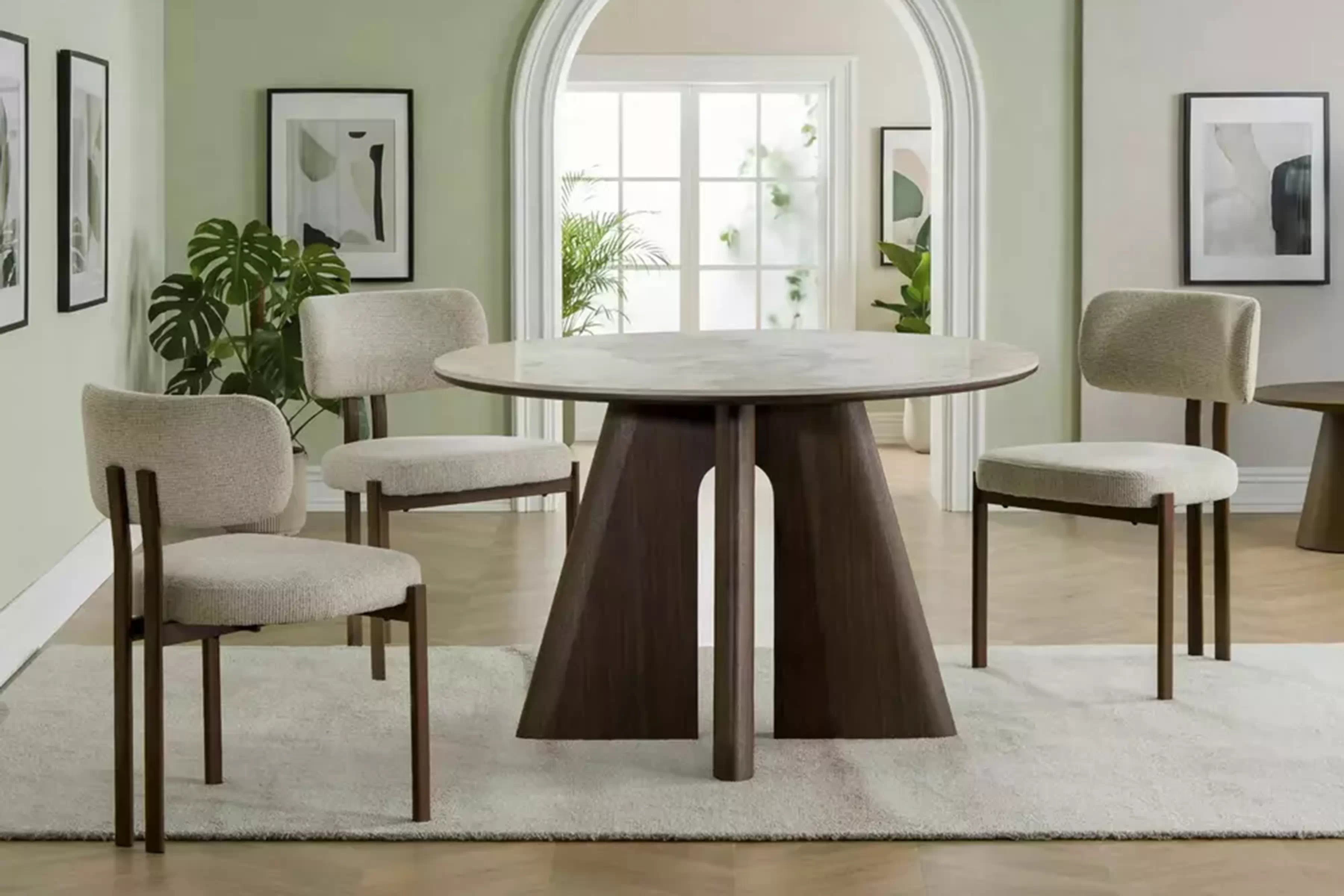 Okrúhly stôl Karvilo 120 cm - mramor / tmavý orech Stôl okragly Karvilo 120 cm - mramor / Tmavý orech