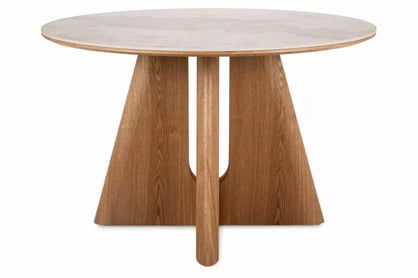 Okrúhly stôl Karvilo 120 cm - mramor / prírodný dub Stôl okragly Karvilo 120 cm - mramor / Dub prírodné