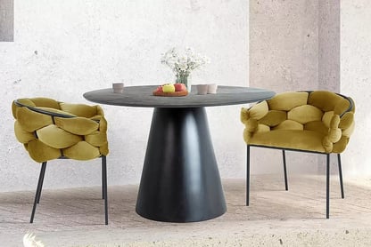 Stôl Angel Stôl okragly Lureno 100 cm - šedý mramor / Čierny