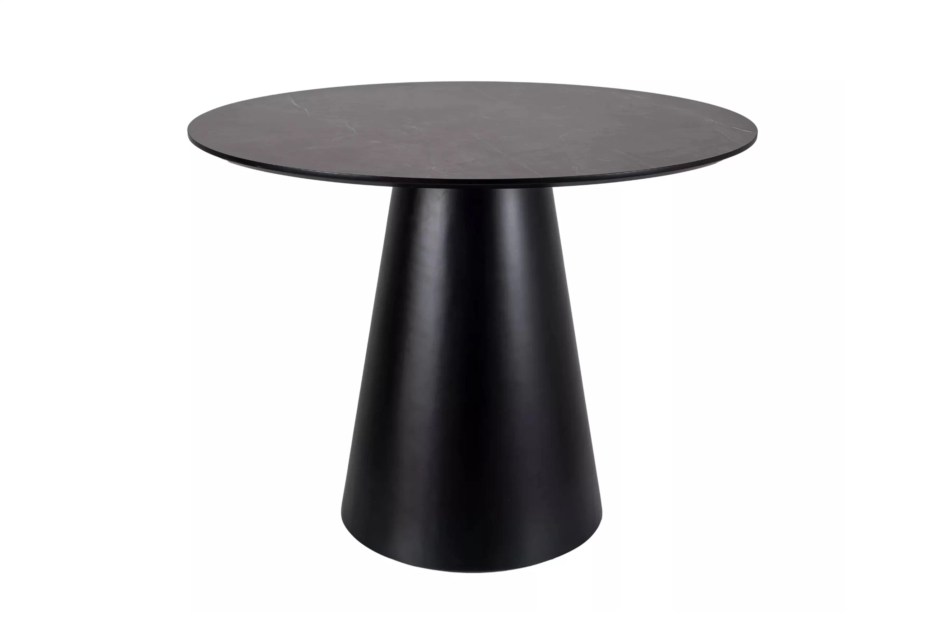 Stôl Angel Stôl okragly Lureno 100 cm - šedý mramor / Čierny