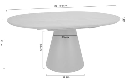 Okrúhly stôl Lureno 120-160 cm rozkladací - sivý mramor / čierny Stôl okragly Lureno 120-160 cm rozkladany - šedý mramor / Čierny