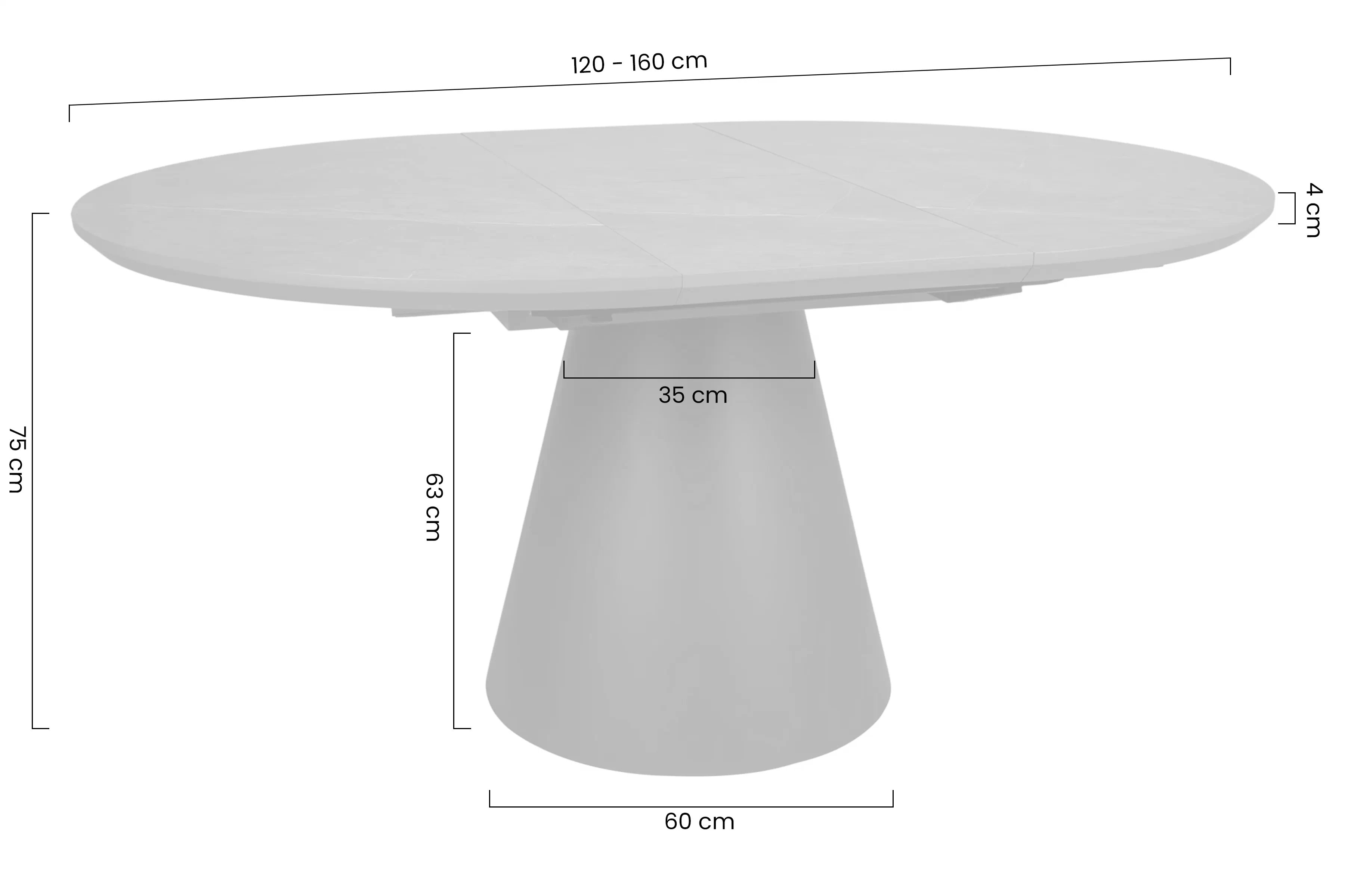 Okrúhly stôl Lureno 120-160 cm rozkladací - sivý mramor / čierny Stôl okragly Lureno 120-160 cm rozkladany - šedý mramor / Čierny