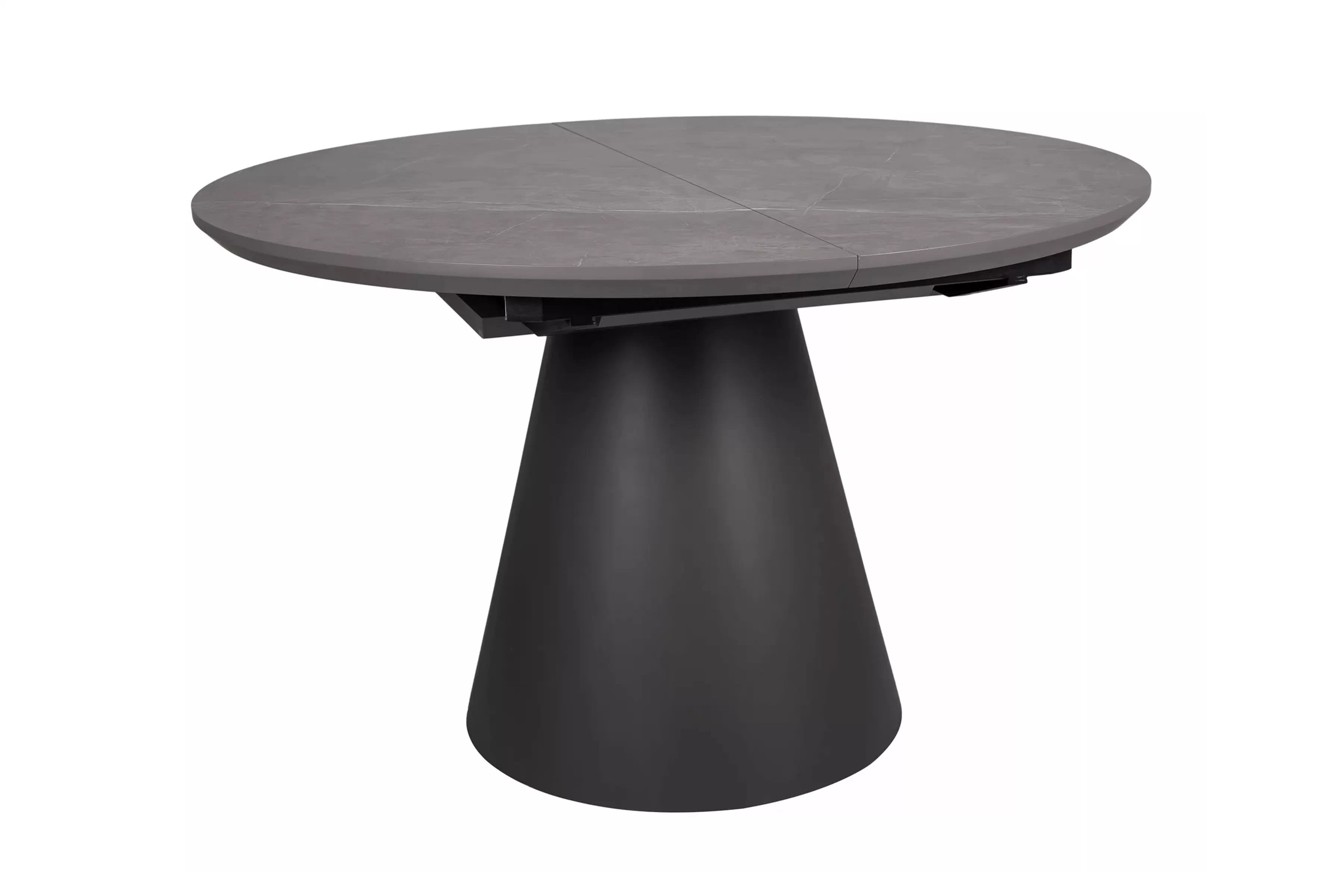 Okrúhly stôl Lureno 120-160 cm rozkladací - sivý mramor / čierny Stôl okragly Lureno 120-160 cm rozkladany - šedý mramor / Čierny