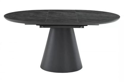 Okrúhly stôl Lureno 120-160 cm rozkladací - sivý mramor / čierny Stôl okragly Lureno 120-160 cm rozkladany - šedý mramor / Čierny