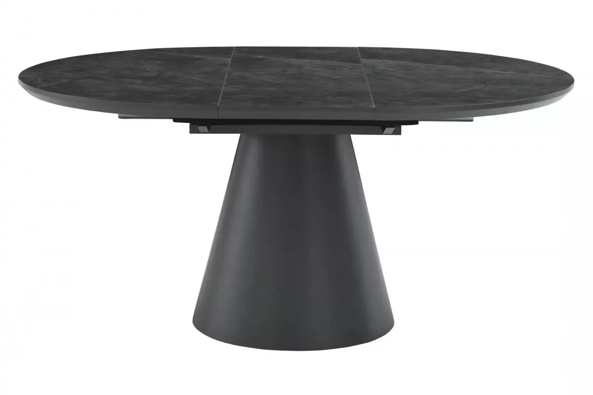 Okrúhly stôl Lureno 120-160 cm rozkladací - sivý mramor / čierny Stôl okragly Lureno 120-160 cm rozkladany - šedý mramor / Čierny