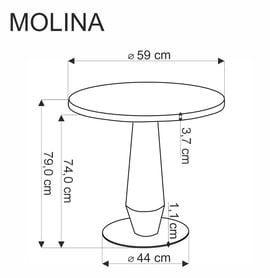 Kulatý jídelní stůl Molina - černý mramor / černá podnož / žluté detaily Stůl okragly molina fi 59 cm - černá mramor / černá / zlatá