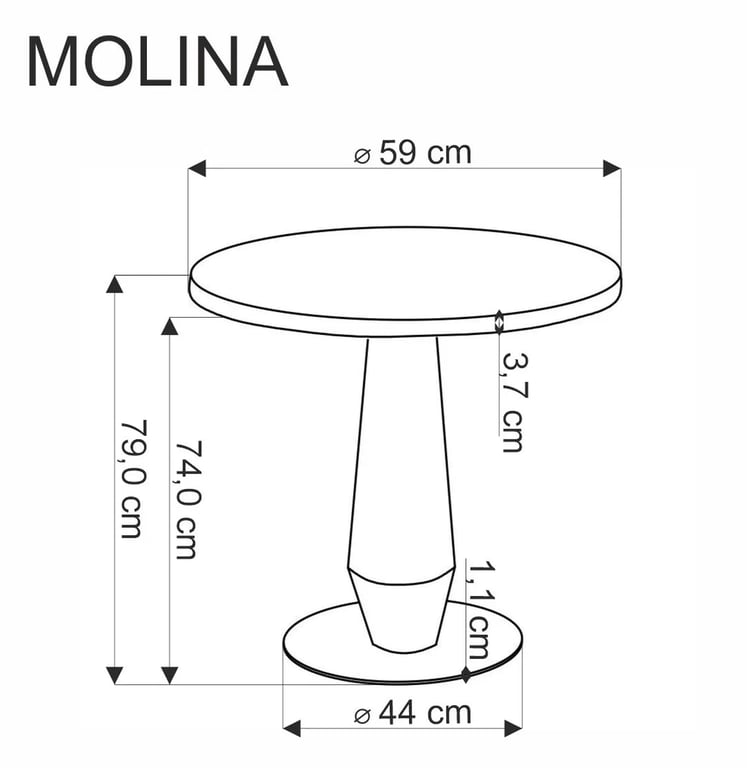 Kulatý jídelní stůl Molina - černý mramor / černá podnož / žluté detaily Stůl okragly molina fi 59 cm - černá mramor / černá / zlatá