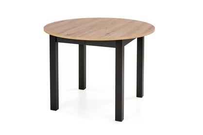 Okrúhly rozkladací stôl Neryt 102-142x102 cm - dub artisan / čierna