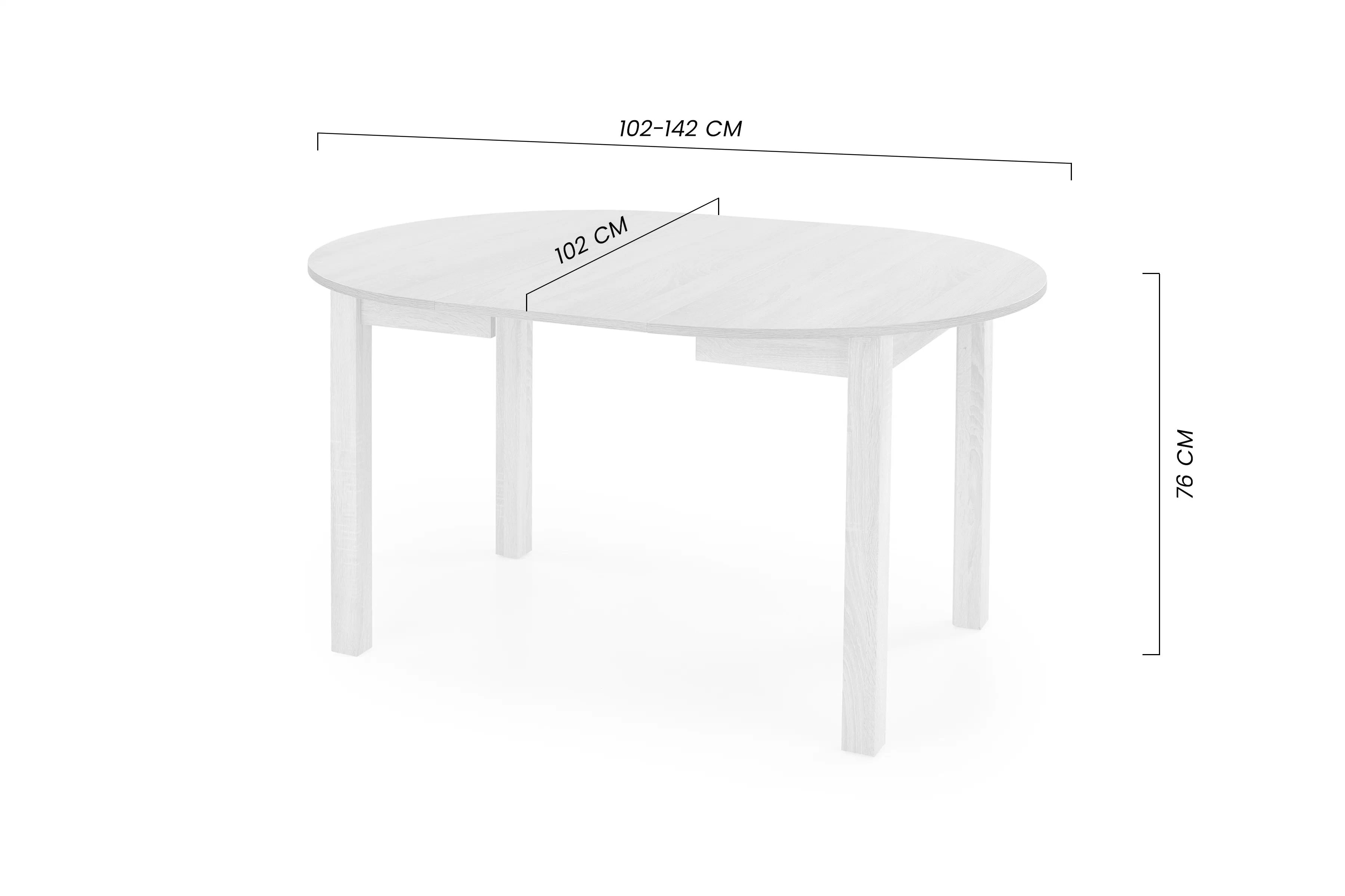 Kulatý rozkládací stůl Neryt 102-142x102 cm - dub artisan Stůl okragly Neryt 102-142x102 cm rozkladany - dub artisan