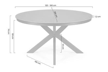 Okrúhly stôl Orlento 120-160x120 cm keramický rozkladací - tmavošedý / čierny Stôl okragly Orlento 120-160x120 cm ceramiczny rozkladany - tmavo šedý / čierny