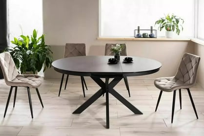 Okrúhly stôl Orlento 120-160x120 cm keramický rozkladací - tmavošedý / čierny Stôl okragly Orlento 120-160x120 cm ceramiczny rozkladany - tmavo šedý / čierny