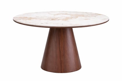 Okrúhly stôl Orvane 120 cm - béžový mramor / orech