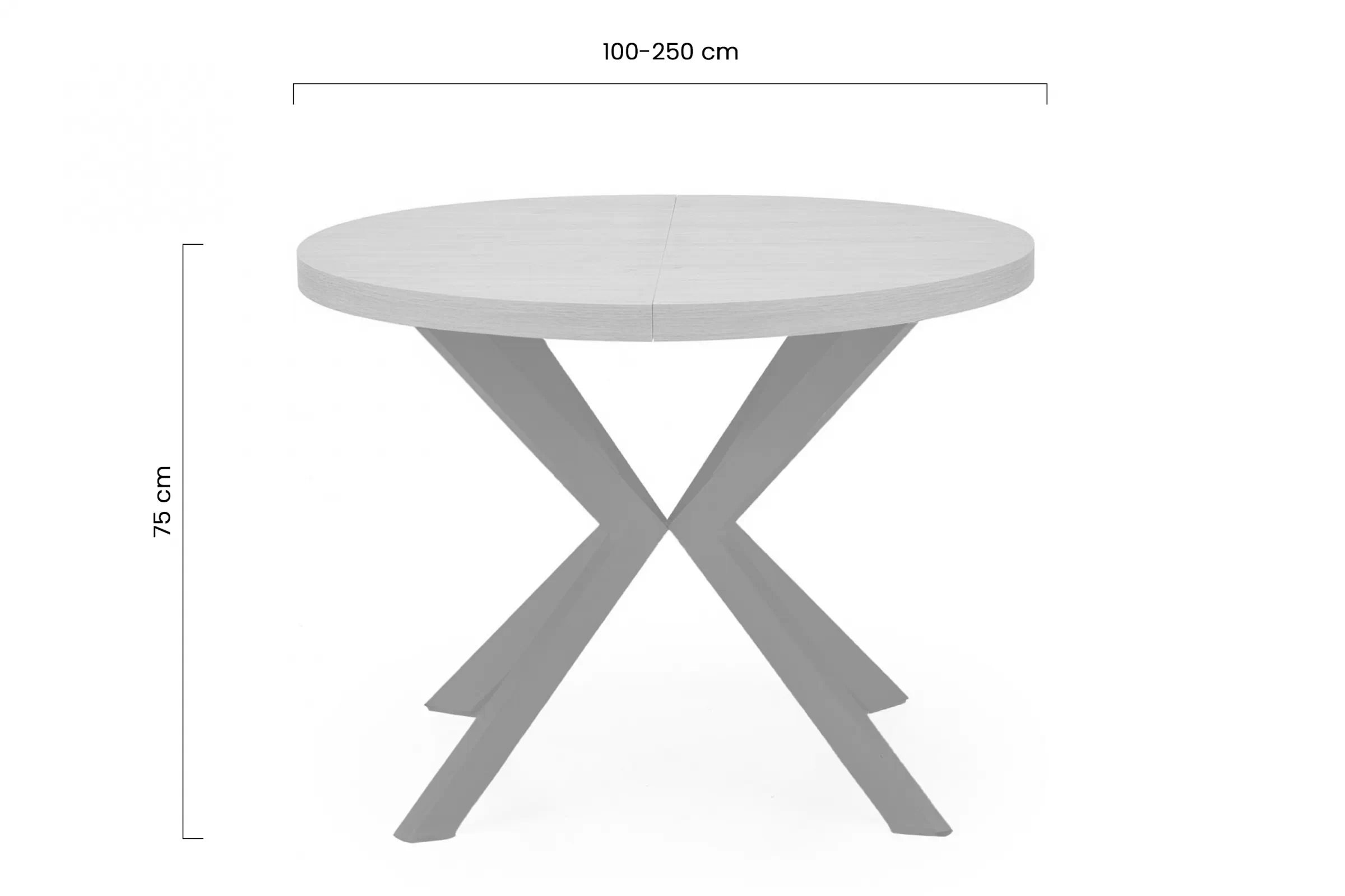 Okrúhly rozkladací stôl Peroni - 100-250x100 cm - biely mramor / čierna stôl okragly Peroni 100-250 cm - Biely mramor / čierny nožičky