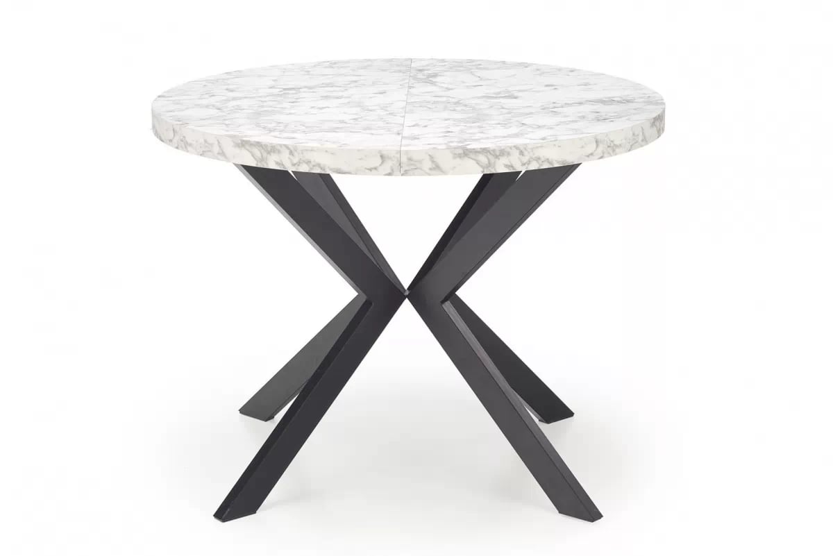 Okrúhly rozkladací stôl Peroni - 100-250x100 cm - biely mramor / čierna stôl okragly Peroni 100-250 cm - Biely mramor / čierny nožičky