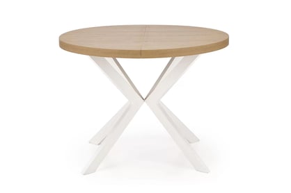 Okrúhly rozkladací stôl Peroni 100-250x100 cm - dub zlatý / biela