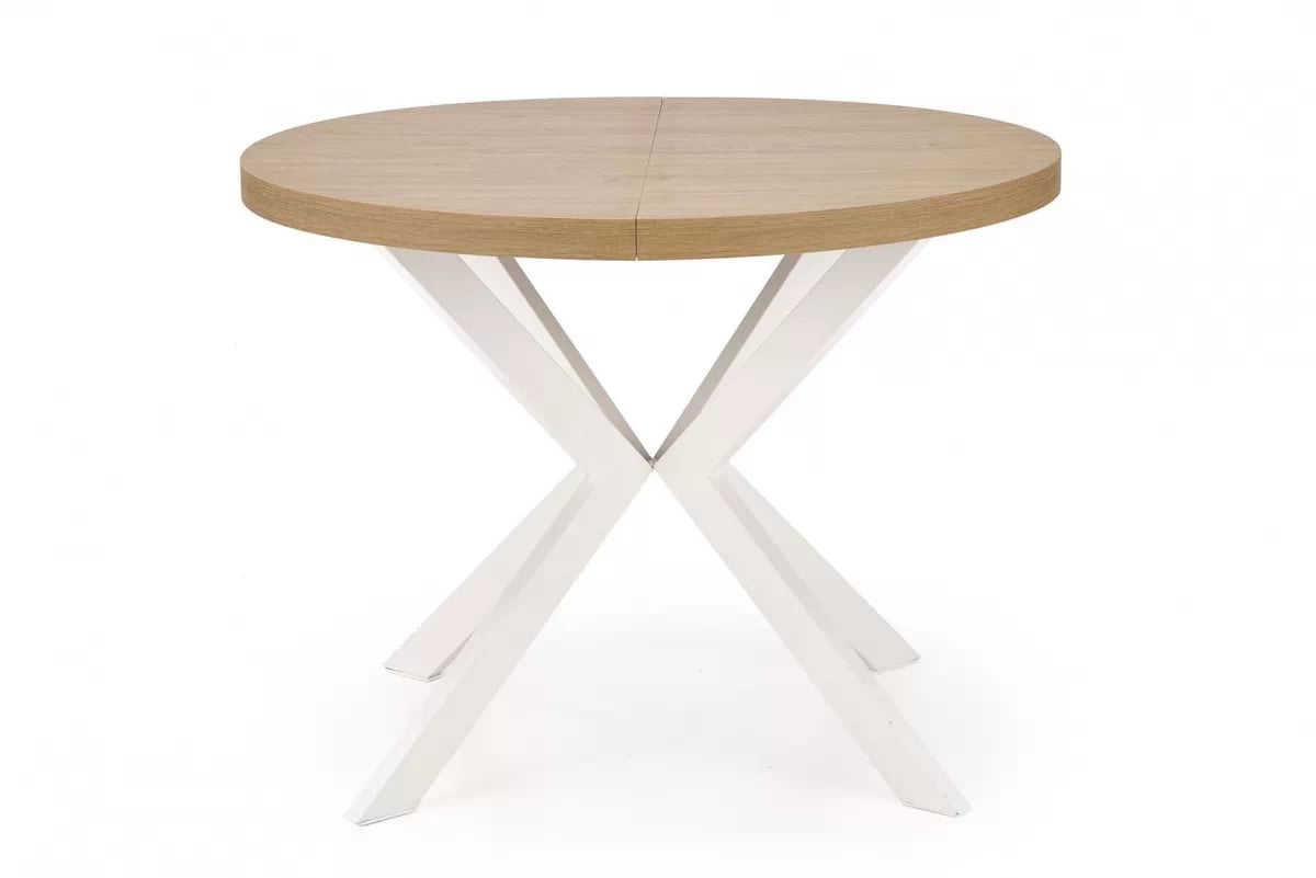Okrúhly rozkladací stôl Peroni 100-250x100 cm - dub zlatý / biela stôl okragly Peroni rozkladany 100-250 cm - Dub zlaté / Biely