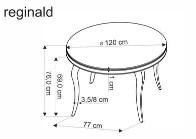 Kulatý jídelní stůl Reginald 2 120 cm - černá / zlaté nohy Stůl okragly reginald 2 - 120 cm - černá / zlote Nohy