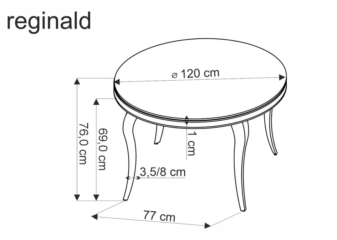Kulatý jídelní stůl Reginald 2 120 cm - černá / zlaté nohy Stůl okragly reginald 2 - 120 cm - černá / zlote Nohy