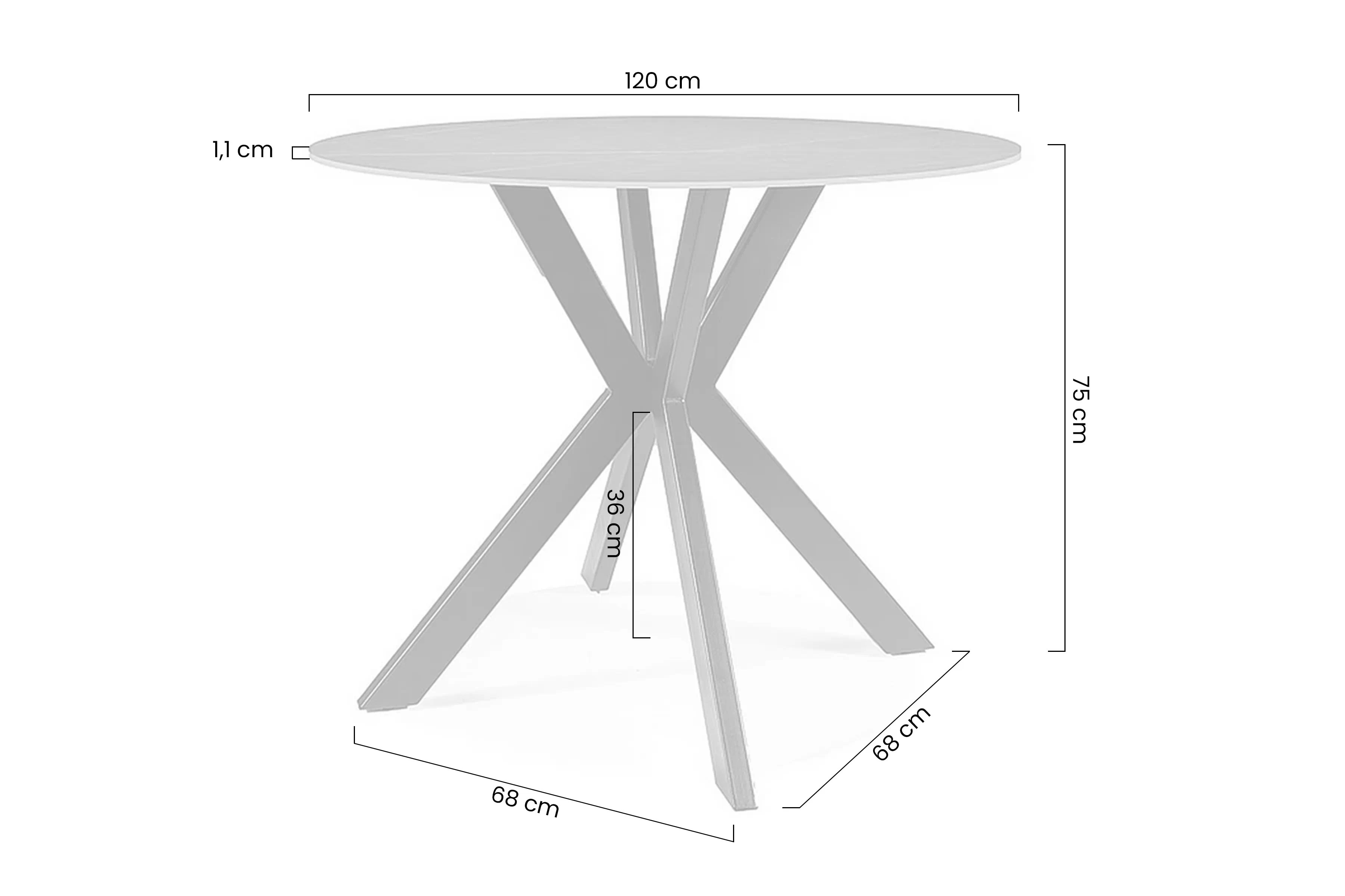Okrúhly stôl Solmira 120 cm keramický - biely mramor / čierne nohy Stôl okragly Solmira 120 cm ceramiczny - Biely mramor / čierny nožičky 