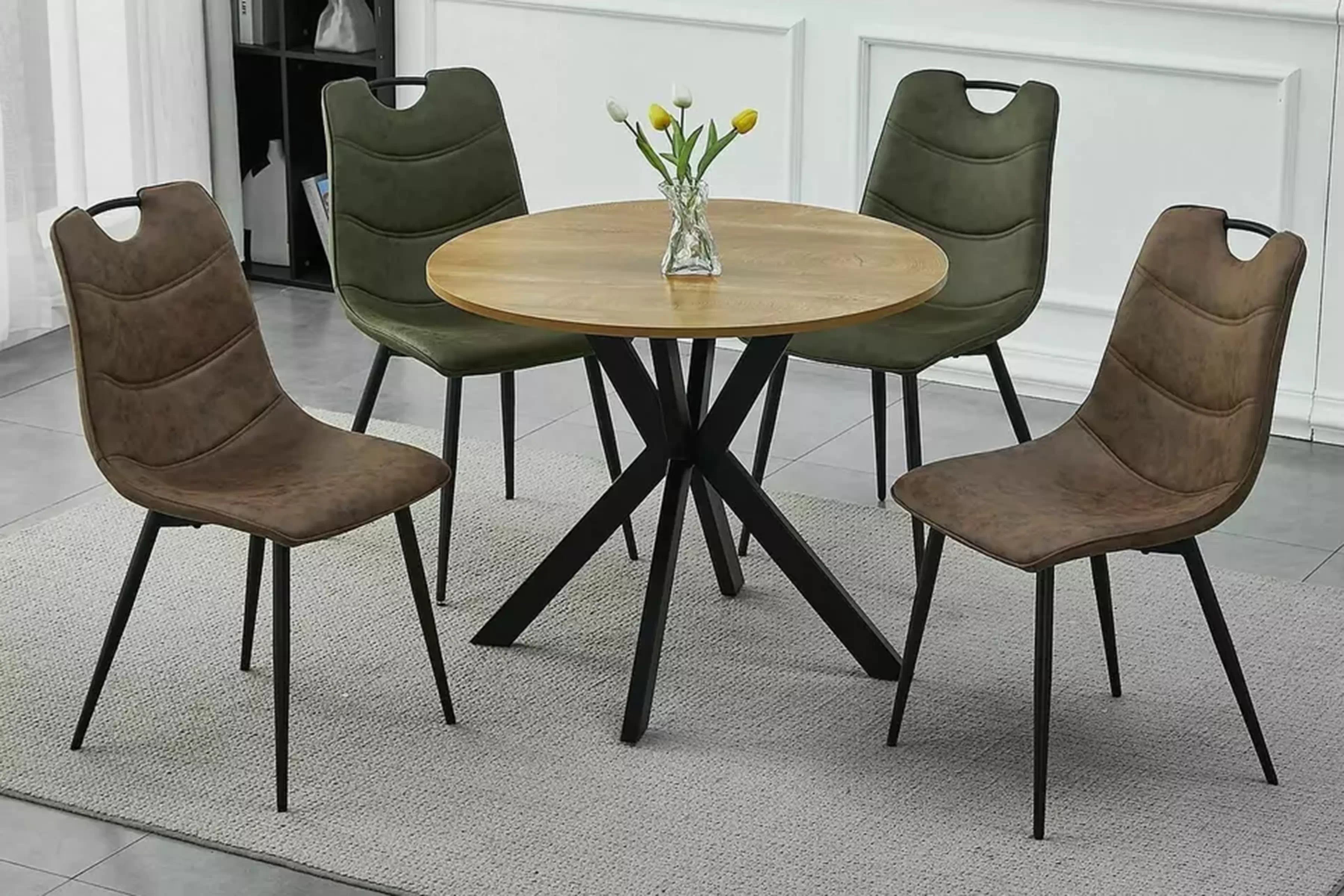 Okrúhly stôl Solmira 90 cm - dub / čierne nohy Stôl okragly Solmira 90 cm - Dub / čierny nožičky