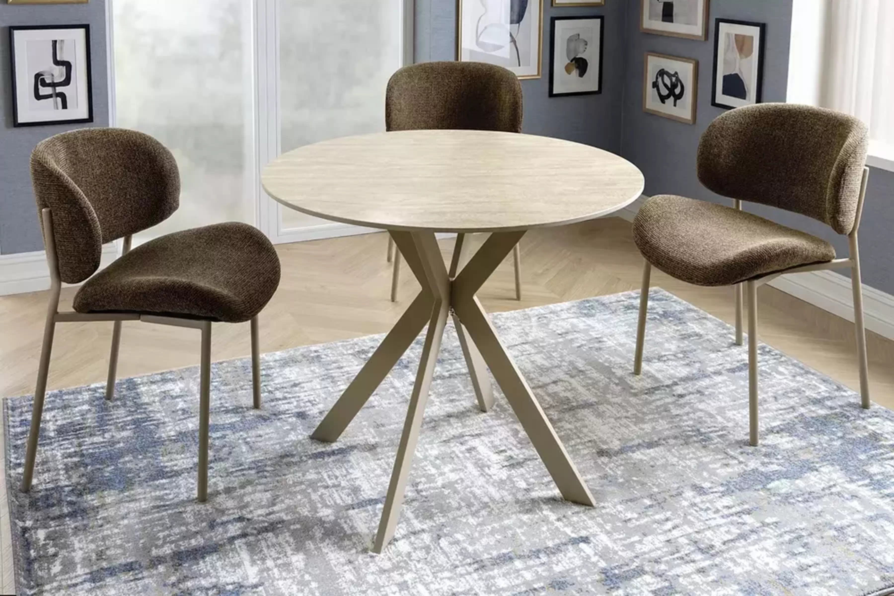 Okrúhly stôl Solmira 90 cm keramický - matný béžový / kašmír Stôl okragly Solmira 90 cm ceramiczny - Béžová mat / kašmír