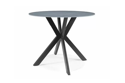 Okrúhly stôl Solmira 90 cm keramický - sivý mramor / čierne nohy