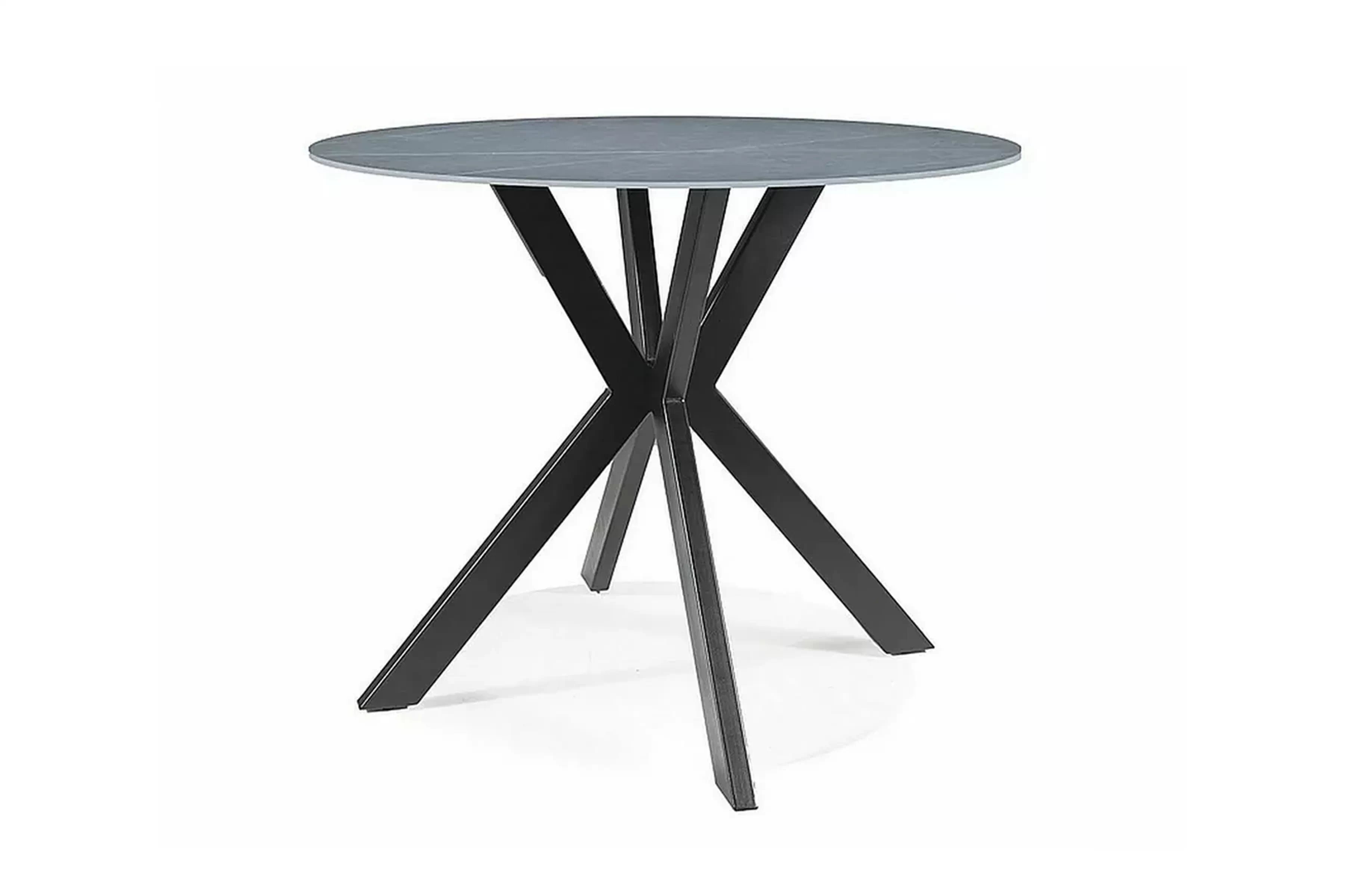 Okrúhly stôl Solmira 90 cm keramický - sivý mramor / čierne nohy Stôl okragly Solmira 90 cm ceramiczny - šedý mramor / čierny nožičky